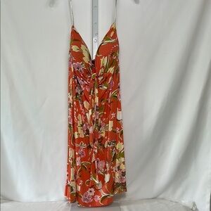 Tommy Bahama Women’s Size Large Orange Floral Strapless Mid Length Dress